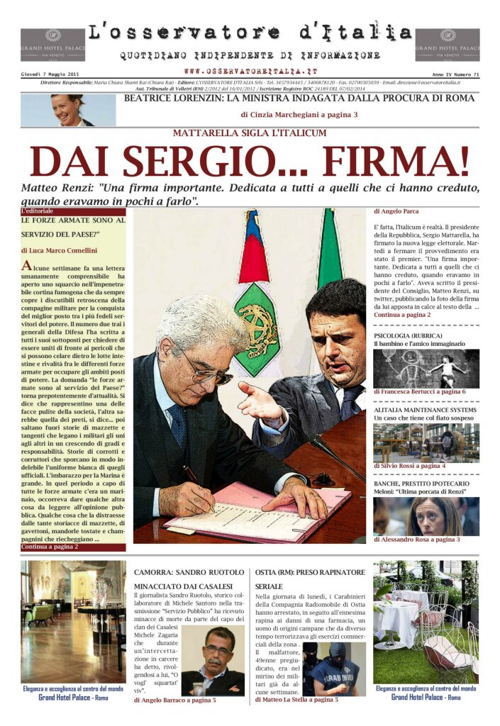 L'osservatore d'Italia edizione del 7 Maggio 2015